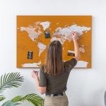 world map pin board canvas honey 30p